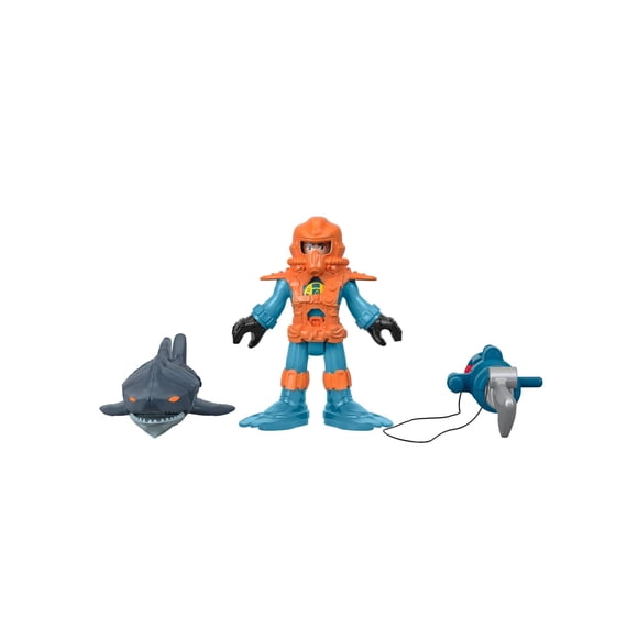 Figura Imaginext Buzo de arrecife con accesorios de tiburón