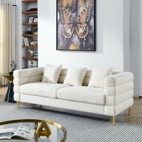 M&Ms - 81 Inch Oversized 3 Seater Sectional Sofa, Living Room Comfort Fabric Sectional Sofa - Deep Seating Sectional Sofa, Soft Sitting With 3 Pillows For Living Room,Bedroom,White Teddy(Ivory)(W834S00036)