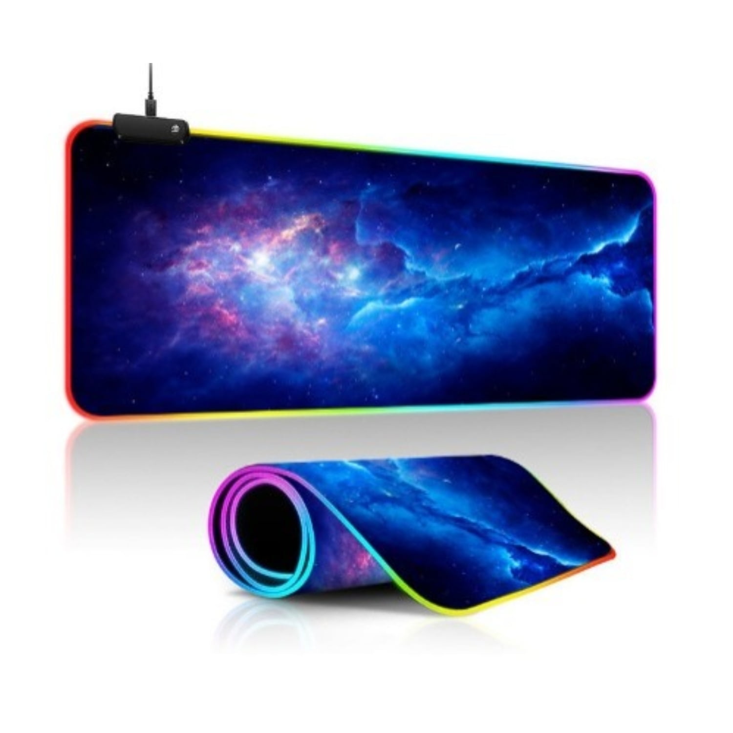Crusec - Alfombrilla Mousepad 30x80 Con Luz Led Rgb Antideslizante