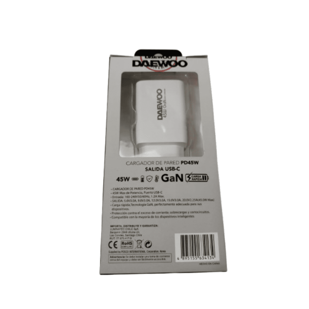 Daewoo - Cargador Usb Pd45w Di-pd451-eu Salida Usb-c