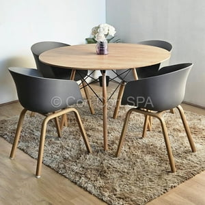 Cori Cori - Comedor Mesa Wood Melamina 100Cms + 4 Sillas Cup Gris