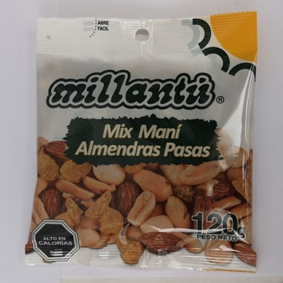 Mix Maní, Almendra Y Pasas 120 G Millantú