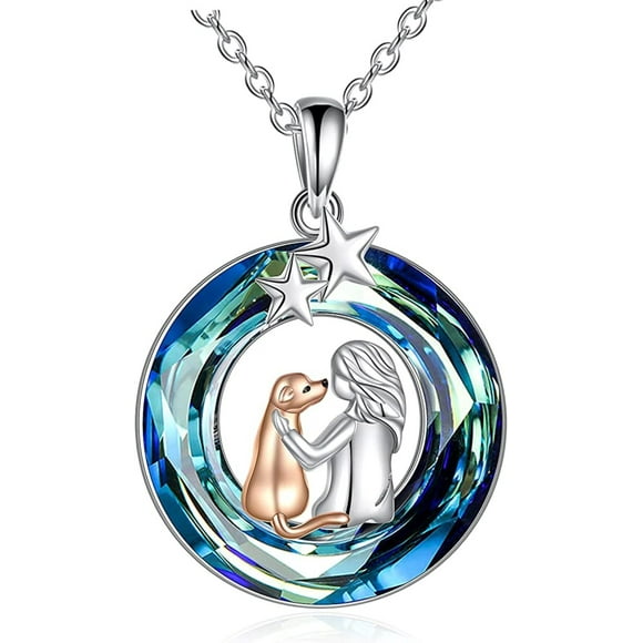 Collar mujer perro cristal mascota plata 925
