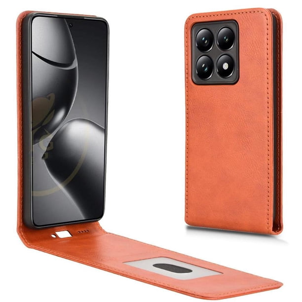 Funda tipo folio para Xiaomi 14T con soporte magnético y protección para la cámara Marrón