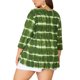thumbnail image 5 of Agnes Orinda Blusas Casuales de Talla Grande para Mujer, Tops de Colegio con Rayas de Tie Dye, Cuello en V, Mangas 3/4, Túnica, 3X Verde, 5 of 8