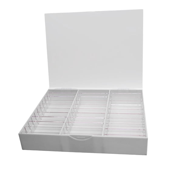 Caja de almacenamiento para decoración de uñas, soporte de exhibición para decoración de uñas, 30 rejillas, estuche cosmético a prueba de polvo, conte Claro