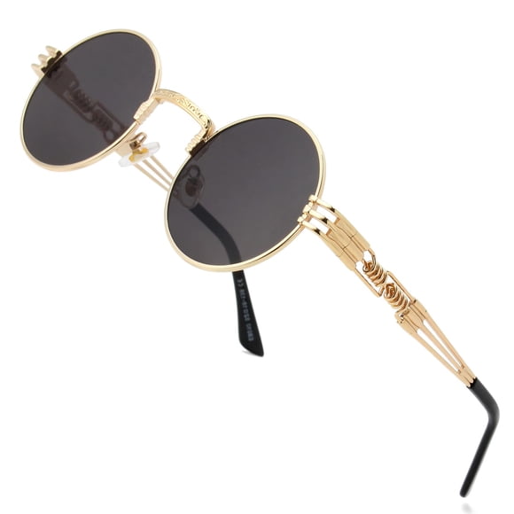 Gafas de sol AIEYEZO Steampunk Round Lennon Hippie Gold/Grey