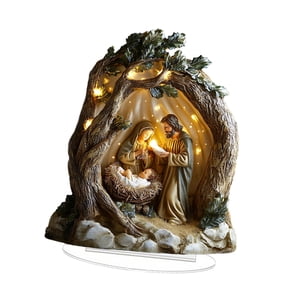 Magideal - Decoración De Belén 2D, Decoración De Belén Acrílico, Obra De Arte, Adorno Rústico De Escritorio Para Chimenea, Estantería, Sala De Estar, Vacaciones 162 Cm X 20 Cm