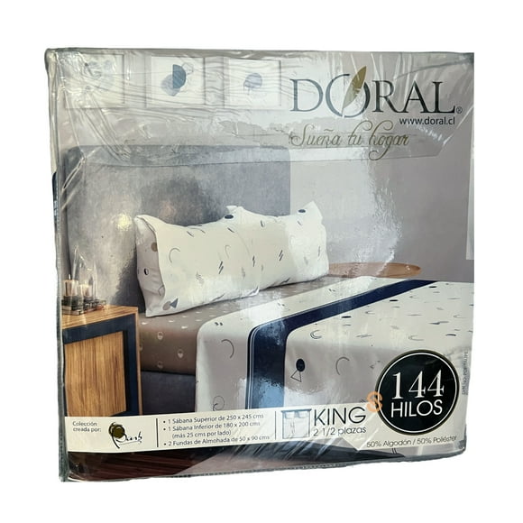 Sábanas Estampadas 144 Hilos King Diseño Gris - Shopyclick