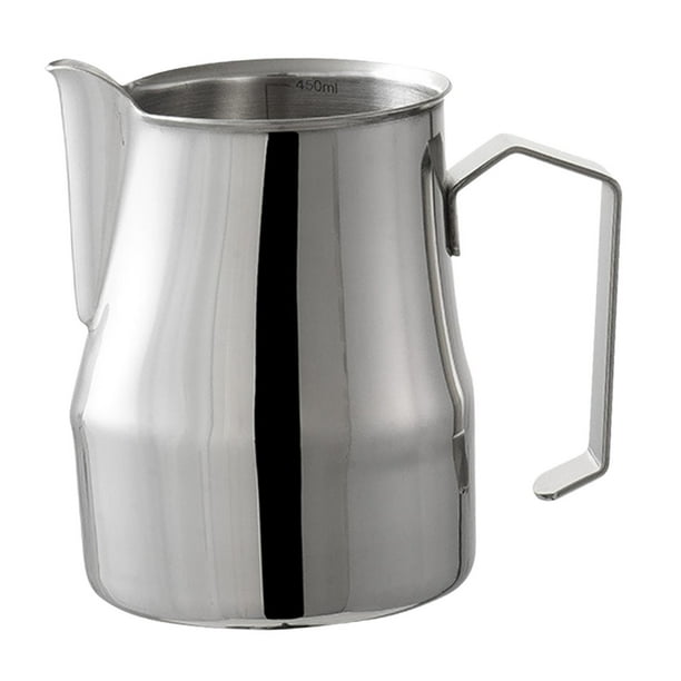 Jarra para espumar leche, acero inoxidable con báscula, taza para espumar leche, jarra, taza, jarra humeante de espresso para Matcha Kitchen Home Cafe , 500 mL 500ml