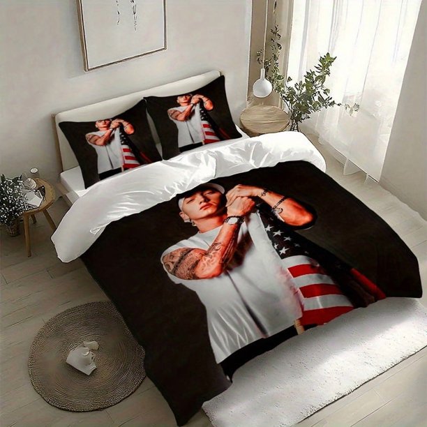 3pcs Slim-Shady National Flag Portrait Themed Pattern Print 100% Polyester Bedding Set