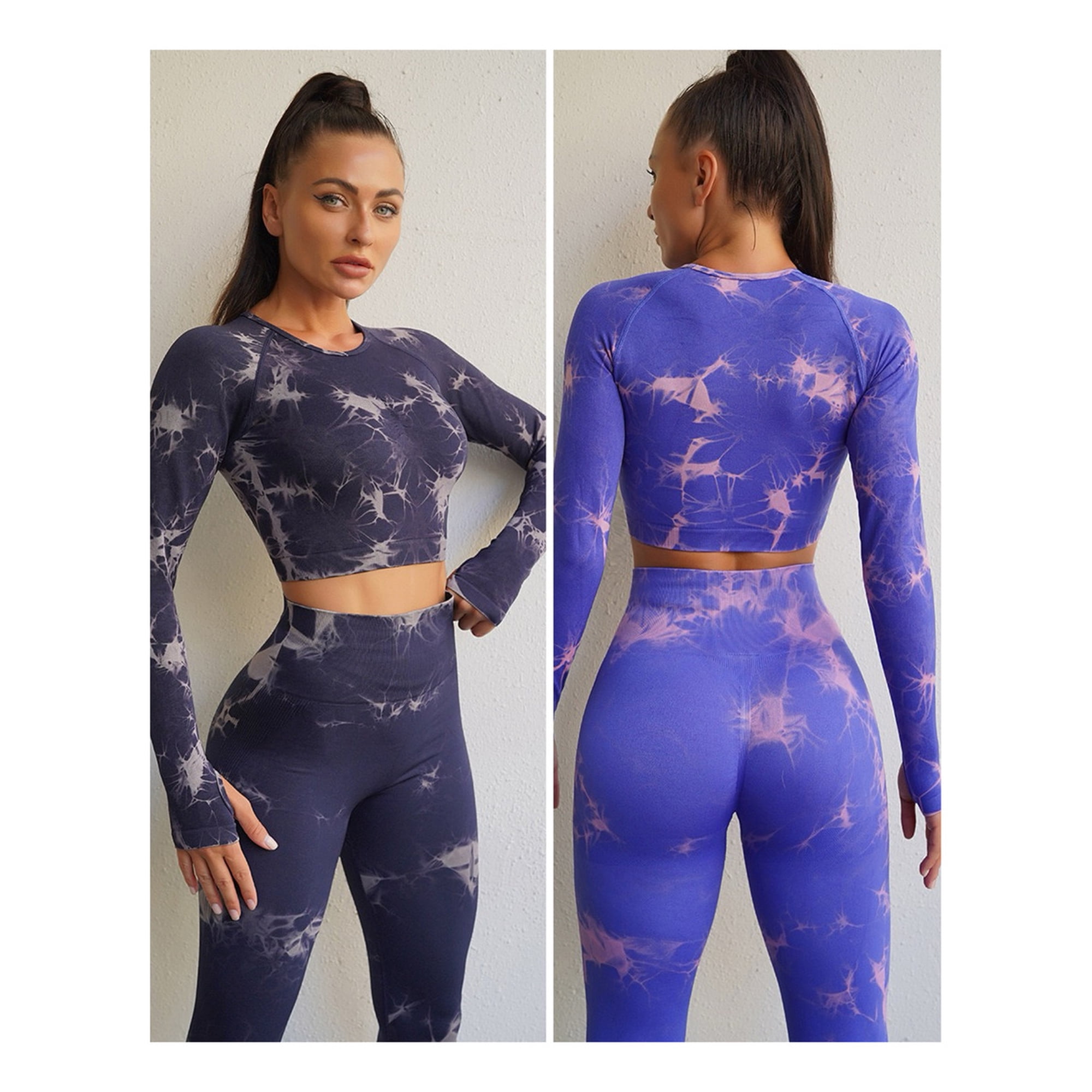 Flix Spa - Pack 2 Conjuntos Deportivos Mujer Tie Dye Manga Larga Push Up