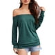thumbnail image 1 of Blusa con hombros descubiertos, manga larga, color puro, cuello de una línea, blusas casuales de moda para mujer, 1 of 5