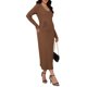 thumbnail image 4 of INSPIRE CHIC Vestido de Maternidad Ajustado de Punto Canalé de Manga Larga L Marrón, 4 of 6