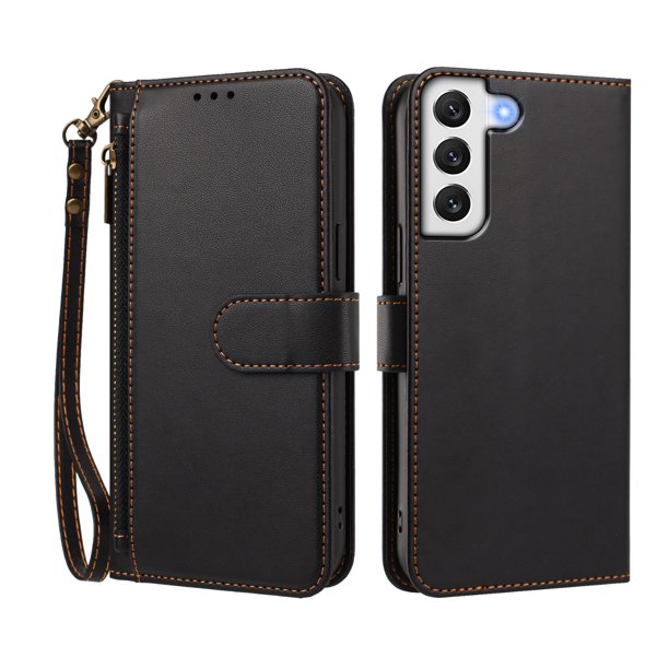 Funda Tipo Billetera para samsung galaxy S22 PLUS 5G con Soporte y Bolsillo con Cierre Negro