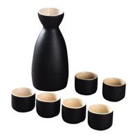 Bothyi - Juego De Sake Japonés, Recipiente De Cerámica Para Sake, Juego De Tazas Para Fiesta De Té, Gabinete Para El Hogar, Negro