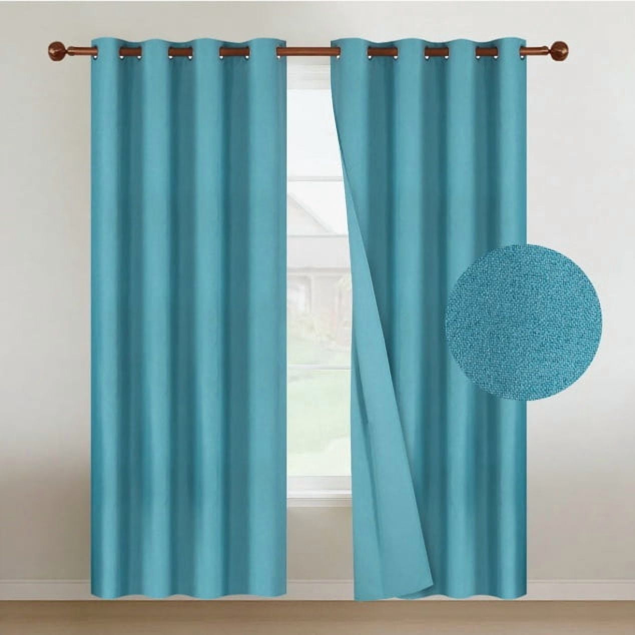 Atlas - Cortinas Blackout 2 Paños 140x220 Lino Doble Faz Turquesa