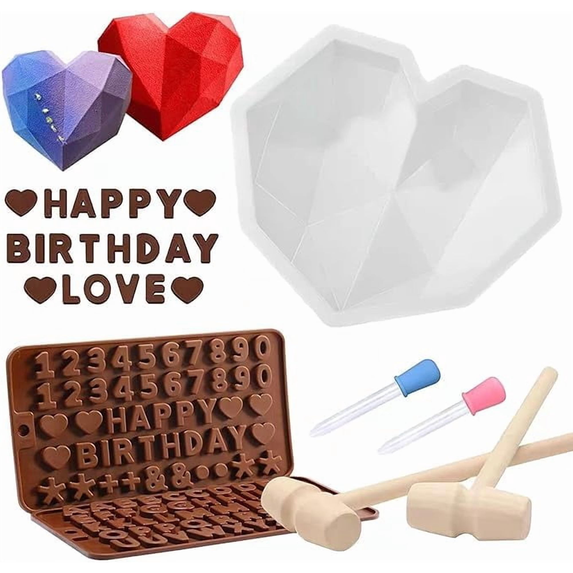Set De Moldes De Silicona En Forma De Corazón Dostk Con Martillos Y Moldes De Letras