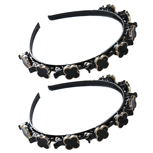 Diadema con horquillas y doble flequillo con diamantes de imitación, accesorios para el cabello, diademas trenzadas con clips, diademas retorcidas