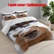 thumbnail image 1 of 3pcs Capybara with Snow on its Head Theme Printed Bedding Set | Includes 1 Duvet Cover + 2 Pillowcases All Season, 1 of 5