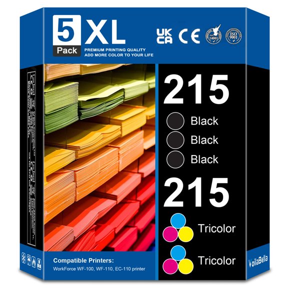 Cartucho De Tinta T215 Paquete De 5 Negro Y Tricolor