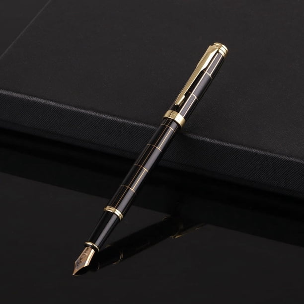 Refillable Fine Point Fountain Pen - Elegant Signature Executive Gift for Men and Women in School, Office, and Business - 0.5mm Black Ink