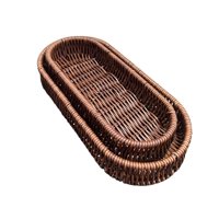 Oem - Set 2 Bandeja De Ratan Cesta Tejida Alimentos Decoracion R