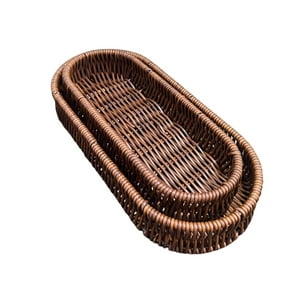 Oem - Set 2 Bandeja De Ratan Cesta Tejida Alimentos Decoracion R