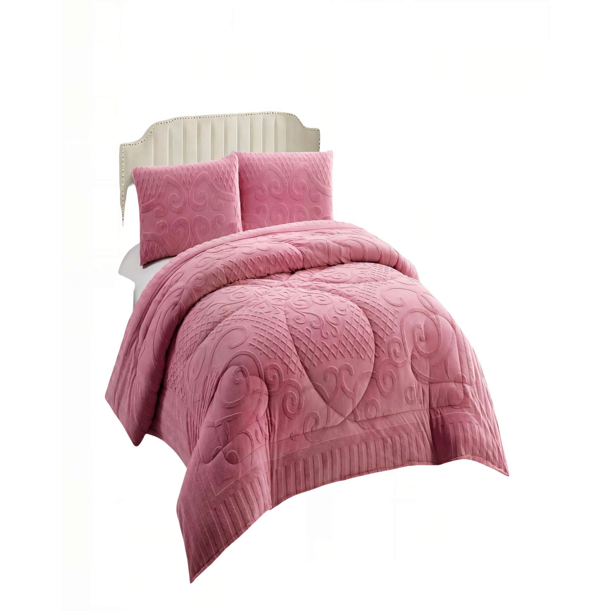 Genérico - Plumon Premium Con Textura 2 Plaza Color Rosado