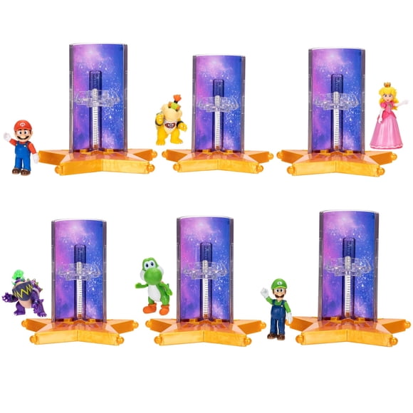 Mini figuras de 1.5 pulgadas con Star Launcher, paquete de 6 Super Mario Galaxy