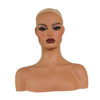 Ioensy - Cabeza De Maniquí Femenina Realista Con Maquillaje Para Peluquería, Bufanda, Postizos