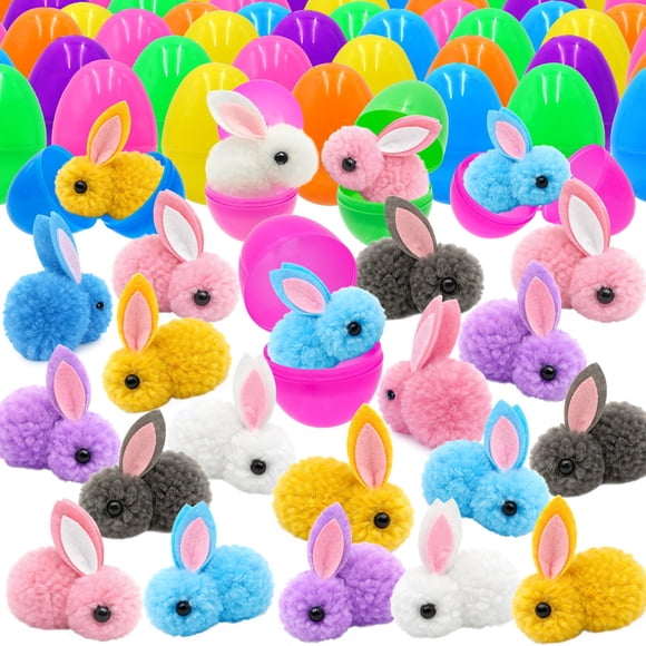 Juguetes de peluche de conejo PIONJOY, 24 piezas, huevos de Pascua rellenos para niños