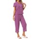 thumbnail image 4 of INSPIRE CHIC Conjunto de Pijama de Manga Corta para Mujer con Botones para Lactancia con Pantalones Capri y Bolsillos XL Gris Púrpura, 4 of 6