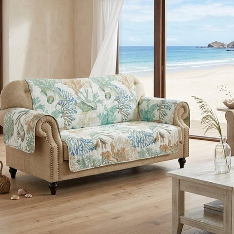 Sofá De Dos Plazas Reversible Slipcover Barefoot Bungalow Atlantis Jade