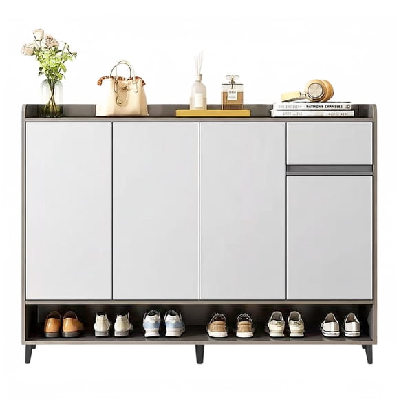 Zapatero Silver 4 Puertas con Cajón Organizador Estante 120Cm