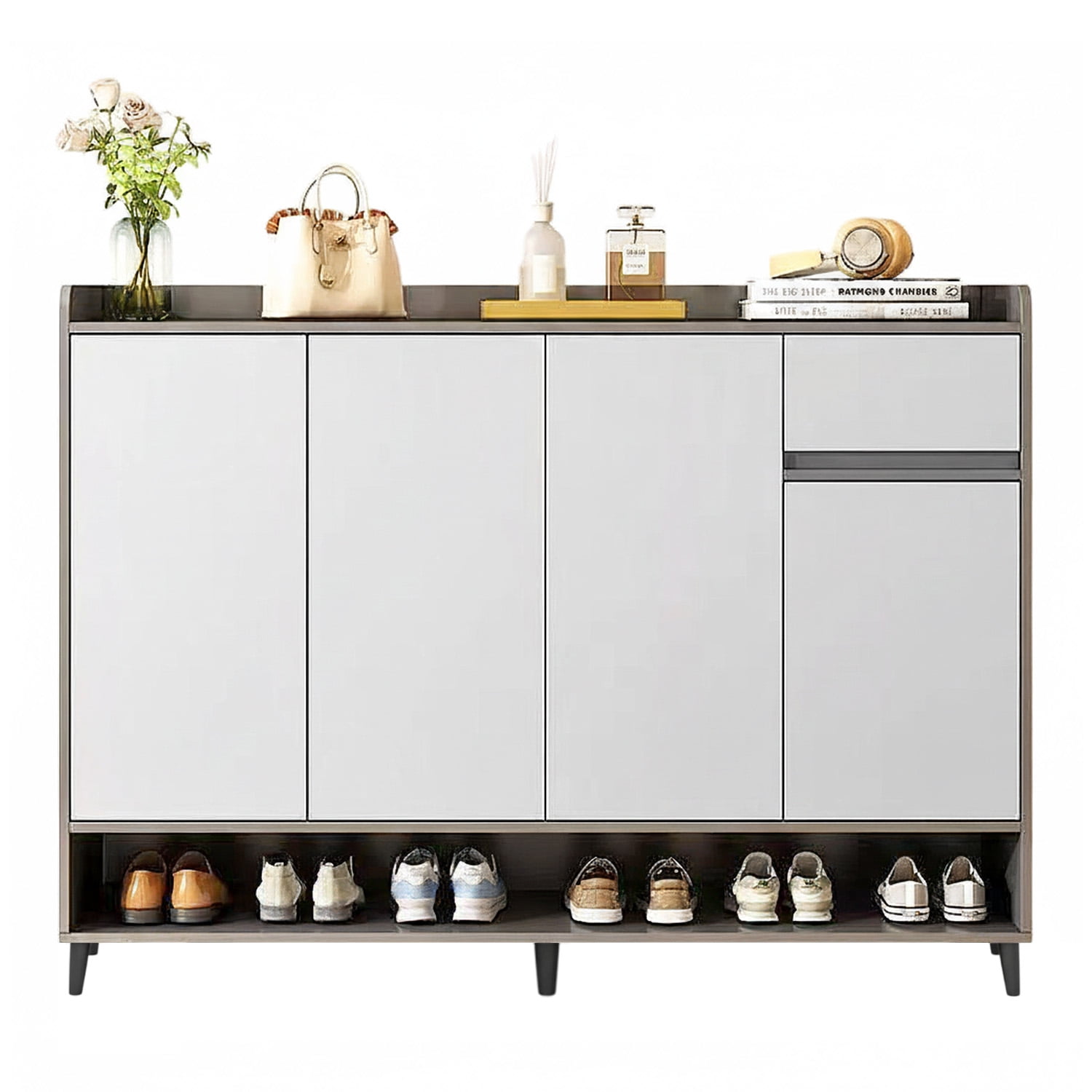 Mundo Online - Zapatero Silver 4 Puertas Con Cajón Organizador Estante 120cm