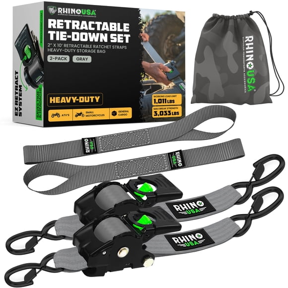 Correas retráctiles Rhino USA, paquete de 2 unidades, 5 cm x 3 m, 1,375 t