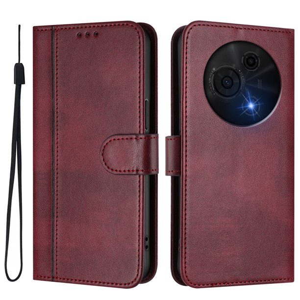Funda Cartera para TCL 60 NxtPaper Protección 360° con Ranuras para Tarjetas y Soporte Rojo