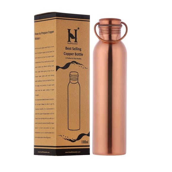 Botella de Agua de Cobre Premium HealthGoodsIn 1000 mL Acabado Mate
