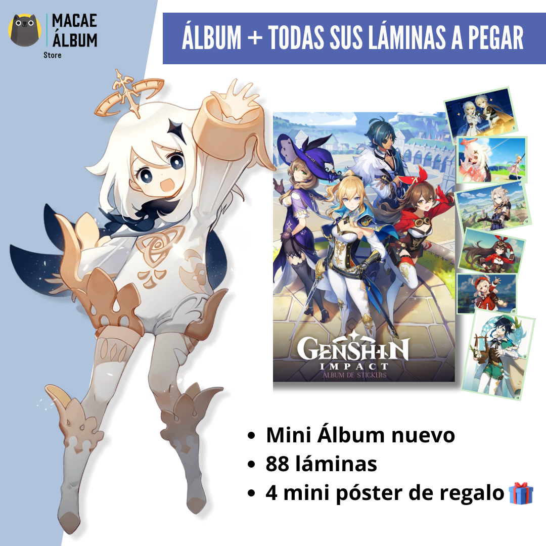 Macae - Mini Álbum Genshin Impact + Todas Sus Láminas A Pegar