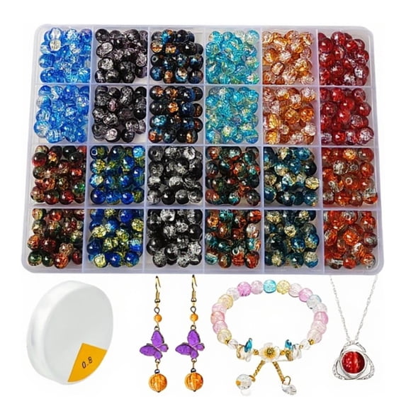 Kit de 600 cuentas de vidrio C MY de 8 mm, 12 colores, para joyería