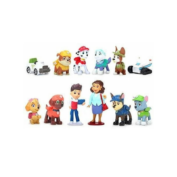 Pack 12 Figuras De Paw Patrol Pvc Duro plateado