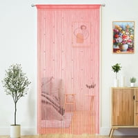 Cortina Yaoyue Con Cordón Con Borlas Rosas, 100 X 200 Cm