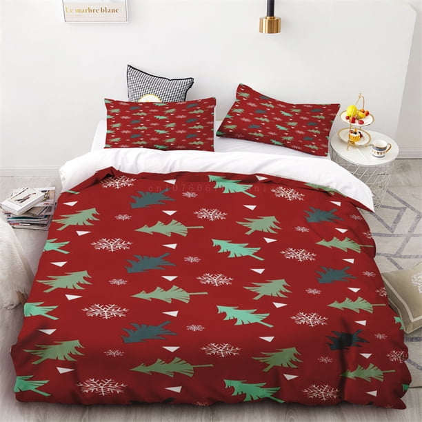 Duvet Cover Christmas Elk Pine Branch Print Bedroom Living Room Room Decor Single Double Queen King Size