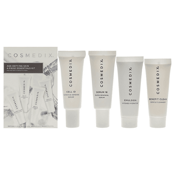 Cosmedix - Kit de 4 productos esenciales antiedad para la piel: Benefit Clean (14 ml), Cell ID (14 ml), Serum 16 (14 ml), 14 ml, Emulsión (14 ml)