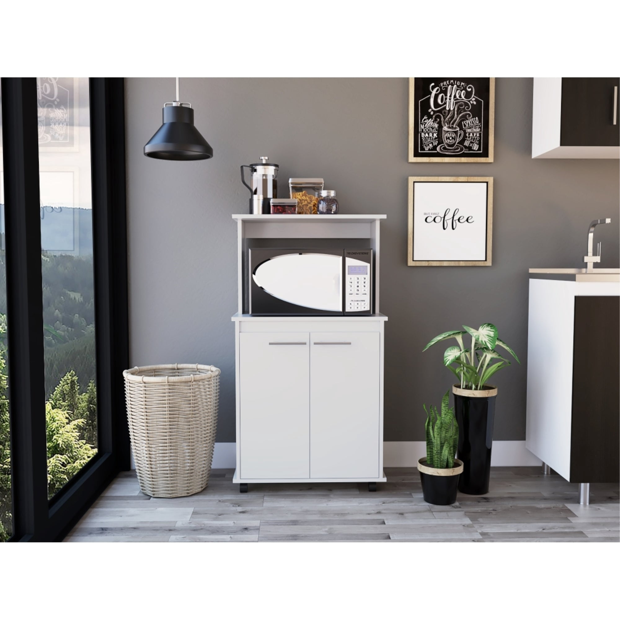 Tuhome - Mueble Para Microondas Manchester 2 Puertas Blanco