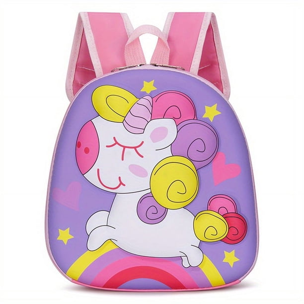 1PC Children's Cartoon Unicorn Printed Backpack, Sweet Cute Large Capacity 3D Backpack Travel Backpack Elementary Kindergarten Kids School Bag