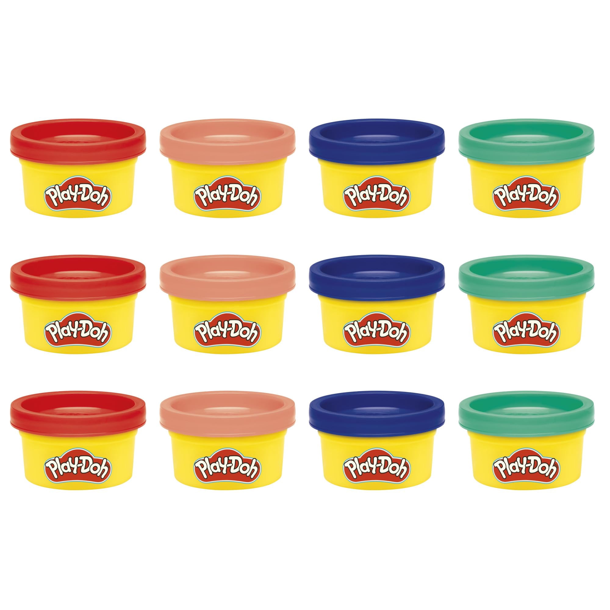 Play-doh Pd, Paquete Compartible, Latas De 28 G, 12 Unidades, 4 Colores