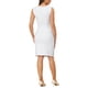 thumbnail image 3 of Vestido de mujer sin mangas de corte ajustado Inspire Chic, con escote barco, vestido para el trabajo, color blanco, 3 of 6