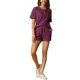 thumbnail image 2 of INSPIRE CHIC Conjunto de salón de punto waffle para mujer, pijama de manga corta con bolsillos, mezcla de algodón suave para primavera verano M Rojo oscuro, 2 of 6